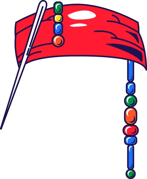 红色海盗 海贼带着装饰珠子的头巾 童话般的头饰用于插图的设计 自拍帽 卡通矢量帽 白色孤立的梦幻般人物 — 图库矢量图片