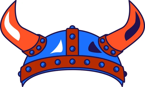 古代维京人的中世纪头盔 装饰有尖锐的牛角 铁板和铆钉 传统的童话故事头饰用于矢量漫画插图的设计 白雪公主自拍帽 — 图库矢量图片