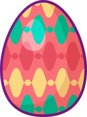 Bayramlık Paskalya süslemeli yumurta. Mutlu boyalı tavuk yumurtaları. Düz çizgi film yumurta simgesi