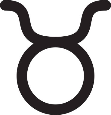 Astrolojik burç işaretinin Taurus lineer simgesi, Dünya elementi. Falcılık, gelecekteki astrolojik tahminler. Beyaz arkaplanda izole edilmiş basit siyah beyaz çizgi vektör sembolü
