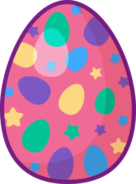 Festive Easter Decorated Egg Happy Funny Painted Chicken Egg Flat — Stock Vector