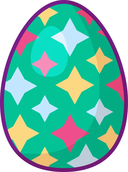 Festive Easter Decorated Egg Happy Funny Painted Chicken Egg Flat — Stock Vector