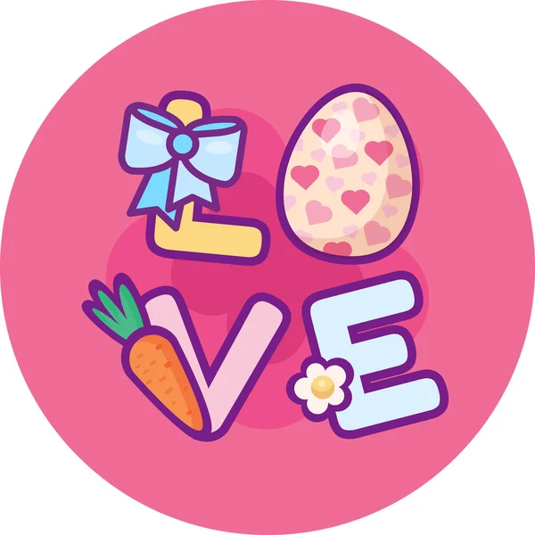 Cartoon Outline Vector Happy Easter Quote Sticker Illustration Dalam Bahasa - Stok Vektor