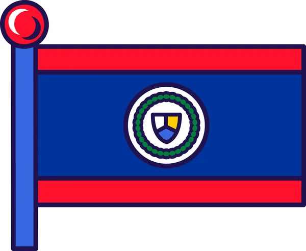 Belize Bandeira País Mastro Bandeira Para Registro Evento Solene Encontrando —  Vetores de Stock