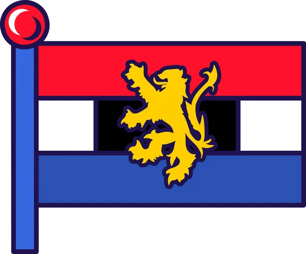 Flaga Kraju Unii Celnej Beneluksu Maszcie Flagowym Rejestracji Uroczystego Wydarzenia — Wektor stockowy