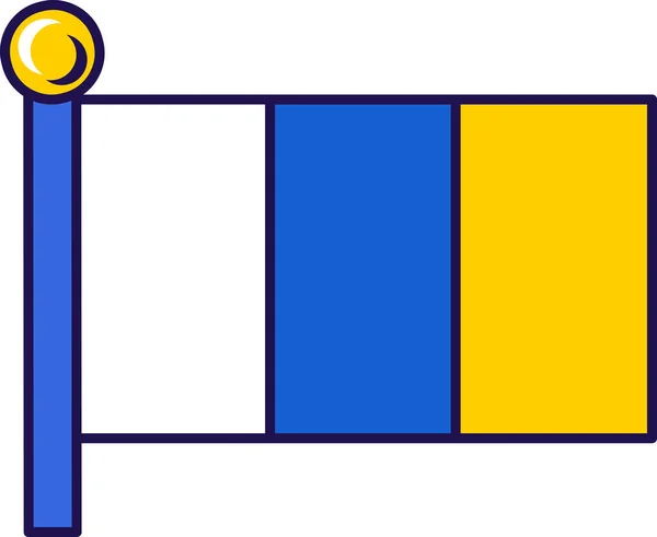 Флаг Канарских Островов Флагштоке Регистрации Торжественного Мероприятия Встречи Иностранных Гостей — стоковый вектор
