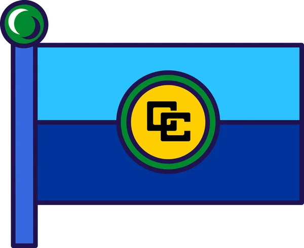Карибський Прапор Спільноти Флагштоку Реєстрації Урочистої Події Зустрічі Іноземними Гостями — стоковий вектор