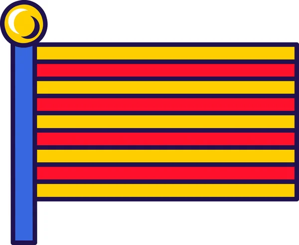 Флаг Каталонии Флагштоке Регистрации Торжественного Мероприятия Встречи Иностранными Гостями День — стоковый вектор
