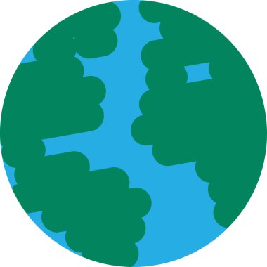 Soyut yeşil kıtaları ve suları olan Dünya ikonu. Coğrafya okullarında ve yükseköğretim kurumlarında dünya yüzeyi eğitimi. Beyaz sırtında izole edilmiş basit renkli düz vektör sembolü