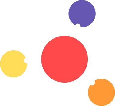 Merkezdeki bir proton ve etrafını saran üç elektronun moleküllerinin yapısal örgüsü. Mikro seviye yapı kimyasal elementleri inceleniyor. Beyaza izole edilmiş basit renkli düz vektör simgesi