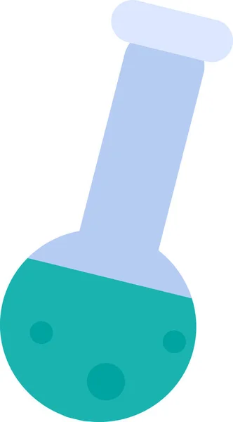高玻璃管图标长脖子 装有化学液体的球状容器 在学校进行化学实验和分析 白色上孤立的单色平面矢量符号 — 图库矢量图片