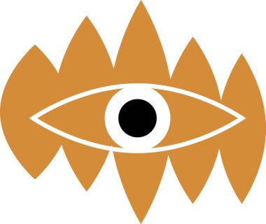 Şatafatlı sembol, dillerle çevrili insan gözü görüyor. Öngörü ve kehanet armağanı. Boho tarzında mistik bir sembol. Dekorasyon için beyaz arkaplanda izole edilmiş gizli kutsal vektör işareti