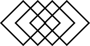 Lüks sembol eşkenar dörtgenler basit geometrik şekilli dekoratif dikey kafes şeklinde birleştirilmiştir. Boho tarzında mistik bir sembol. Dekorasyon için beyaz arkaplanda izole edilmiş gizli kutsal vektör işareti