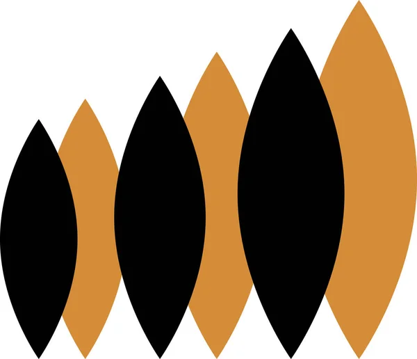 Роскошный Символьный Ряд Черных Золотых Листьев Простой Геометрической Формы Волшебный — стоковый вектор