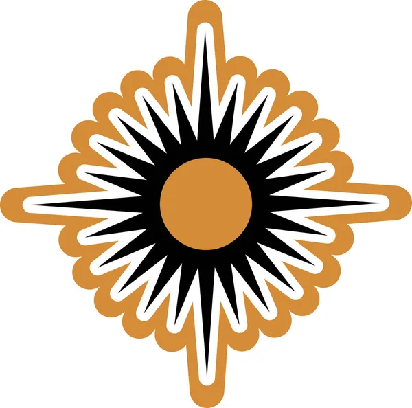 华丽的象征太阳与黑色中心和锐利的光芒 一种神秘的象征 象征着太阳是波荷风格的至高无上的神 在白色背景上隔离的用于装饰的神秘神圣矢量符号 — 图库矢量图片
