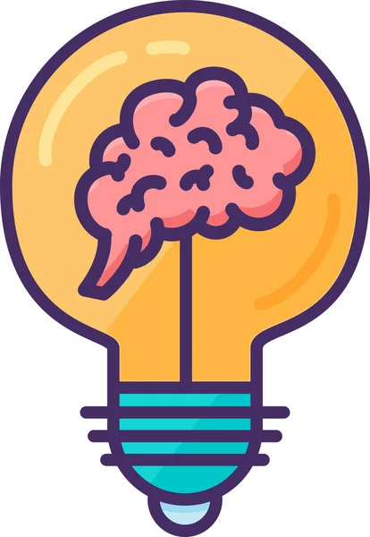 Hemisferieën Van Menselijke Hersenen Met Convoluties Een Creatieve Gloeilamp Brainstormen — Stockvector