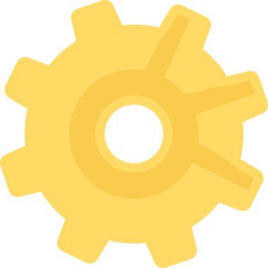 Mekanik aletin dişlisi. Okul ve üniversitede robotik ve mekanik eğitimi alıyorum. Mekanizmanın dönen elemanı. Beyaz arkaplanda izole edilmiş basit renkli düz vektör simgesi