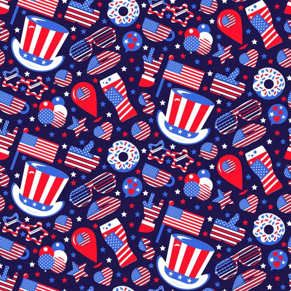 Seamless Independence Day Pattern Festive Elements American Independence Day Presidential — Stock Vector