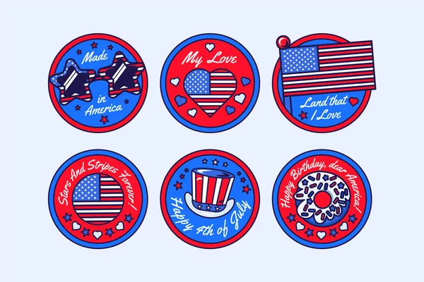 Ronde Stickers Decal Set Met Patriot Hart Uncle Sam Hoge — Stockvector