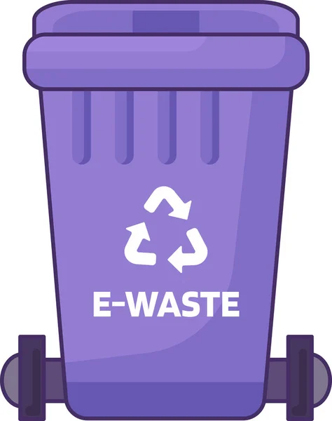 家庭用電子廃棄物の保管 リサイクル 分別のための蓋付き輸送コンテナを閉じます 空のゴミ箱を閉じて ごみ箱を埋め込むことができます シンプルな漫画のアウトラインベクトル — ストックベクタ