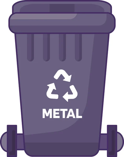 使用済み家庭用金属廃棄物を保管 リサイクル 分別するための蓋付き輸送コンテナを閉じます 空のゴミ箱を閉じて ごみ箱を埋め込むことができます シンプルな漫画のアウトラインベクトル — ストックベクタ