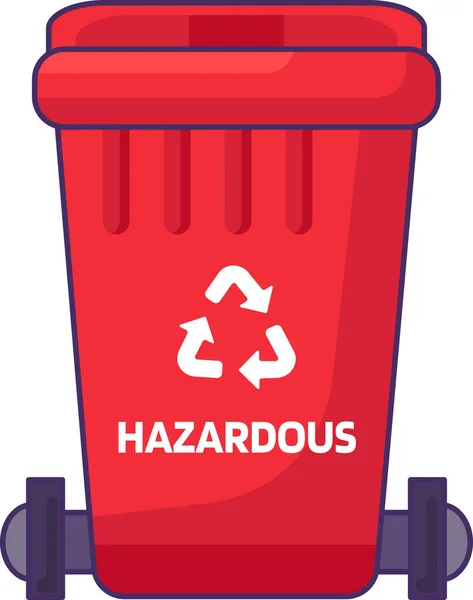 使用済み家庭の有害廃棄物を保管 リサイクル 分別するための蓋付き輸送コンテナを閉じます 空のゴミ箱を閉じて ごみ箱を埋め込むことができます シンプルな漫画のアウトラインベクトル — ストックベクタ