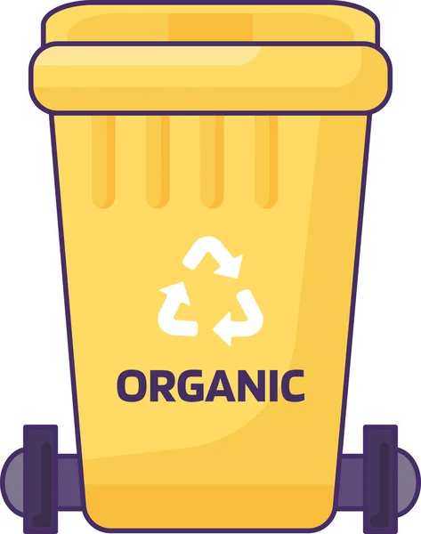 家庭用有機廃棄物の保管 リサイクル 分別のための蓋付き輸送コンテナを閉じます 空のゴミ箱を閉じて ごみ箱を埋め込むことができます シンプルな漫画のアウトラインベクトル — ストックベクタ