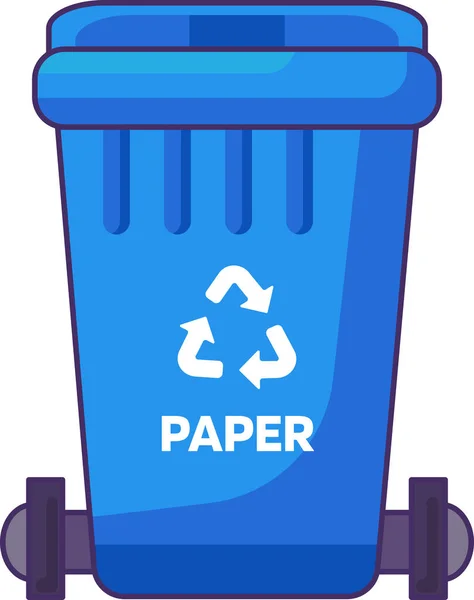 使用済み家庭紙の廃棄物を保管 リサイクル 分別するための蓋付き輸送コンテナを閉じます 空のゴミ箱を閉じて ごみ箱を埋め込むことができます シンプルな漫画のアウトラインベクトル — ストックベクタ