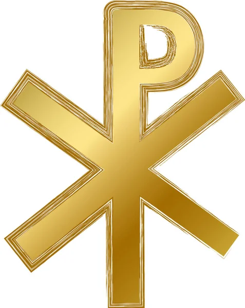 Traditional Religious Mystical Chirho Talisman Amulet Spiritual Symbol Golden Gradient — Stock Vector