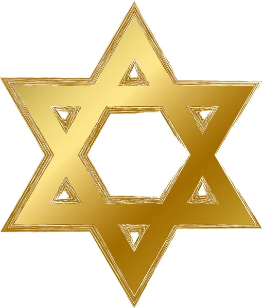 Traditional Religious Mystical David Star Talisman Amulet Spiritual Symbol Golden — Stock Vector