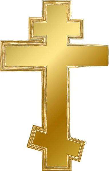 Traditioneel Religieus Mystiek Orthodox Cross Talisman Amulet Spiritueel Symbool Gouden — Stockvector