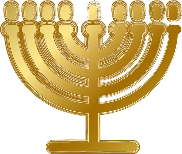 Traditional Religious Mystical Menorah Candlestick Spiritual Symbol Golden Gradient Grunge — Stock Vector