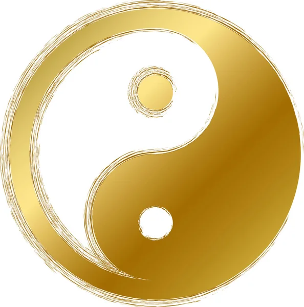 Tradycyjny Religijny Mistyczny Amulet Talizmanowy Yin Yang Duchowy Symbol Złotym — Wektor stockowy