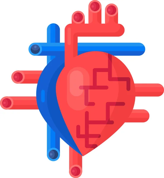 Órgano Cardíaco Con Arterias Vasos Dispositivo Icono Lineal Incompleto Del — Archivo Imágenes Vectoriales