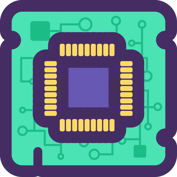 Počítačový Mikročip Procesor Likvidace Recyklace Elektronických Zařízení Zařízení Plochá Ikona — Stockový vektor