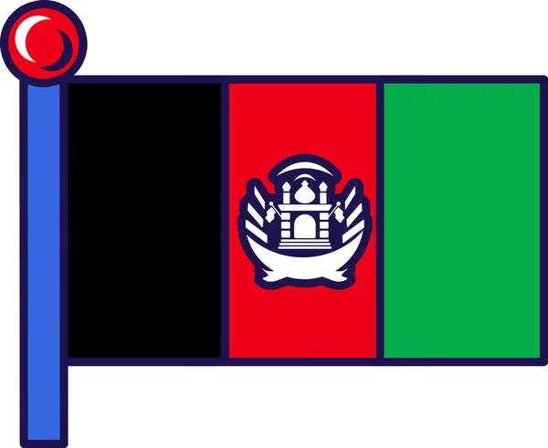 Державний Прапор Афганістану Флагштоку Реєстрації Урочистих Заходів Зустрічі Іноземних Гостей — стоковий вектор