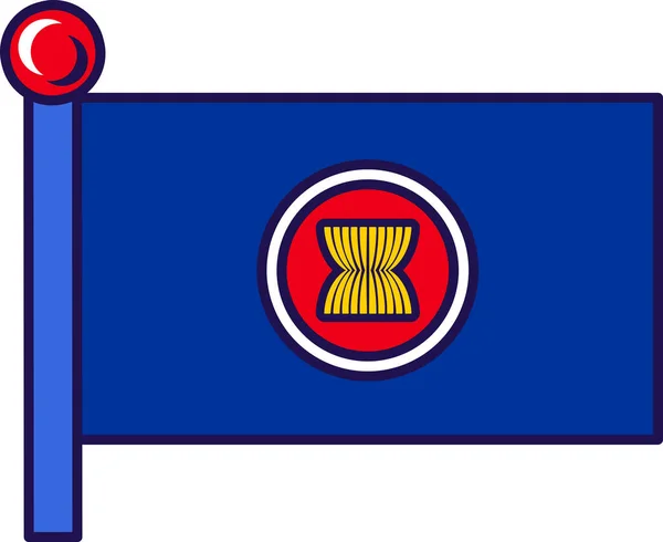 Flagga Internationella Sammanslutningen För Sydostasiatiska Nationer Organisation Personal Flagga Flaggstång — Stock vektor