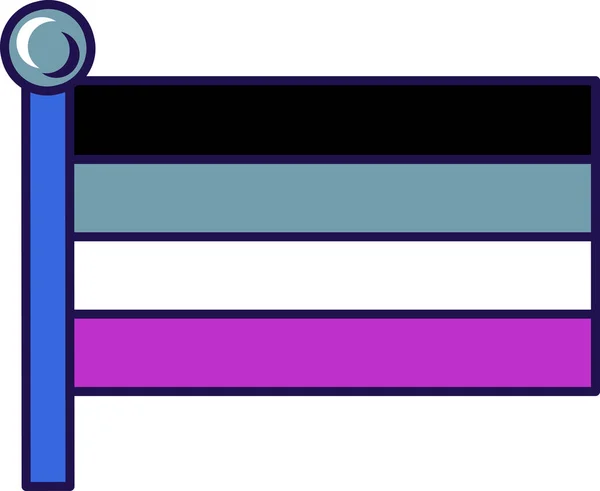 Флаг Асексуальной Гордости Флагштоке Традиционные Прогрессивные Нетрадиционные Сексуальные Отношения Между — стоковый вектор