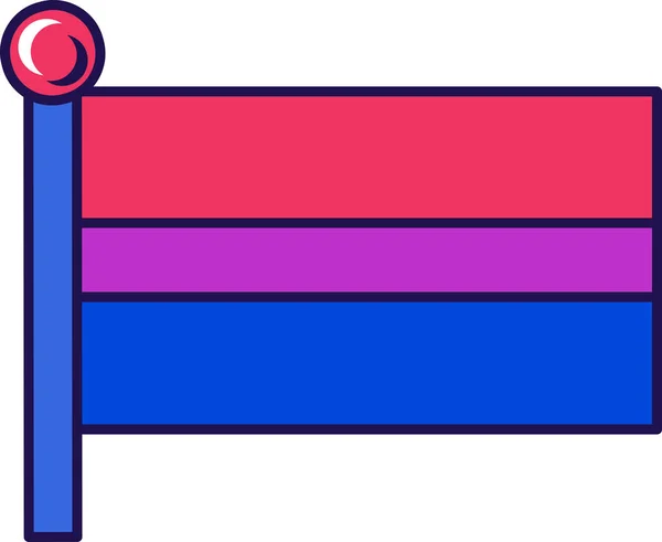 Флаг Бисексуальной Гордости Флагштоке Традиционные Прогрессивные Нетрадиционные Сексуальные Отношения Между — стоковый вектор