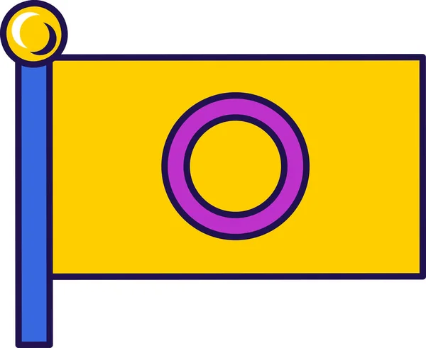 Флаг Интерсекс Прайда Флагштоке Традиционные Прогрессивные Нетрадиционные Сексуальные Отношения Между — стоковый вектор