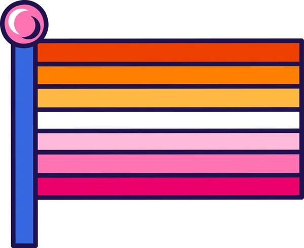 Bandera Del Orgullo Lésbico Asta Relaciones Sexuales Tradicionales Progresivas Convencionales — Vector de stock