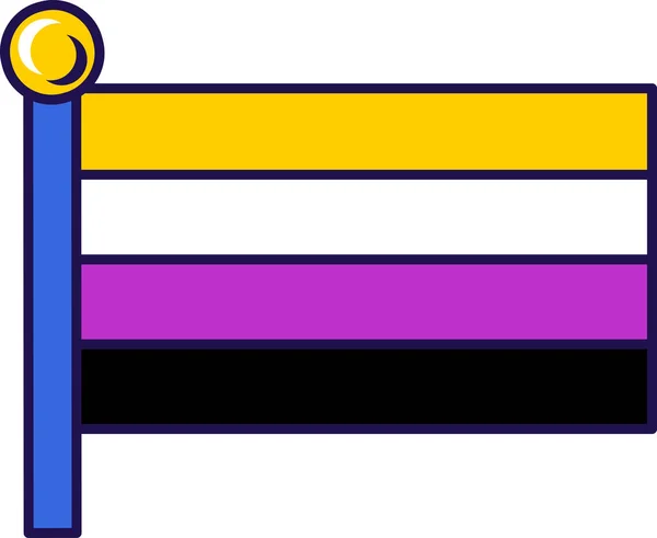 Флаг Non Binary Pride Флагштоке Традиционные Прогрессивные Нетрадиционные Сексуальные Отношения — стоковый вектор