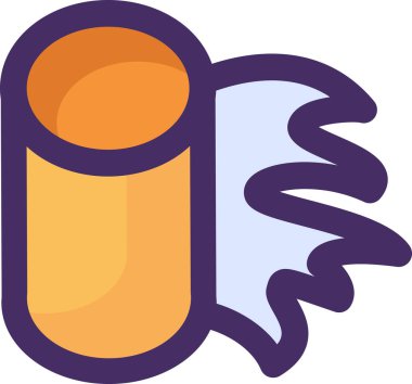 Bir rulo eski ambalaj kağıdı, selüloz ambalaj geri dönüşümü. Felçte düz simge, bilgi grafiği tasarımı için element. Beyaz arkaplanda izole edilmiş basit çizgi film ana hatları vektörü