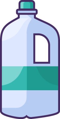 PVC sıvı depolama kabı. Plastik üretimi ve ambalaj atıklarının geri dönüşümü. Felçte düz simge, bilgi grafiği tasarımı için element. Beyaz sırtında izole edilmiş basit çizgi çizgi çizgi çizim vektörü