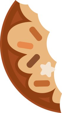 Isırılmış fındıklı donut. Süt ve fındık ezmeli. Sabah kahvaltısı için yüksek kalorili tatlı yemek. Beyaz arkaplanda izole edilmiş basit renkli düz vektör simgesi