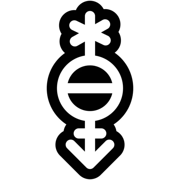 Esquema Género Pangender Negro Blanco Liner Icono Relaciones Sexuales Tradicionales — Vector de stock