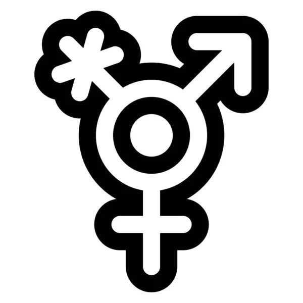 Genere Transgender Outline Black White Liner Icona Rapporti Sessuali Tradizionali — Vettoriale Stock