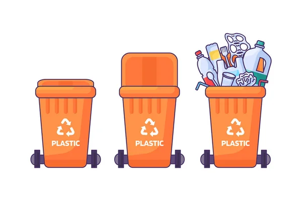 Inzameling Van Containers Met Deksel Voor Opslag Recycling Sortering Van — Stockvector