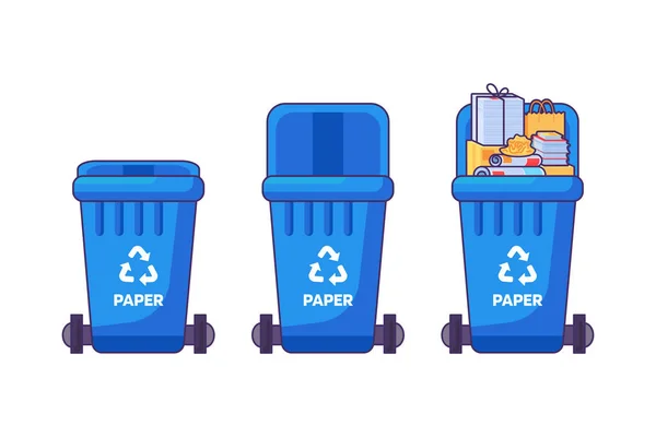 Containers Met Deksel Voor Opslag Recycling Sortering Van Oud Huishoudelijk — Stockvector