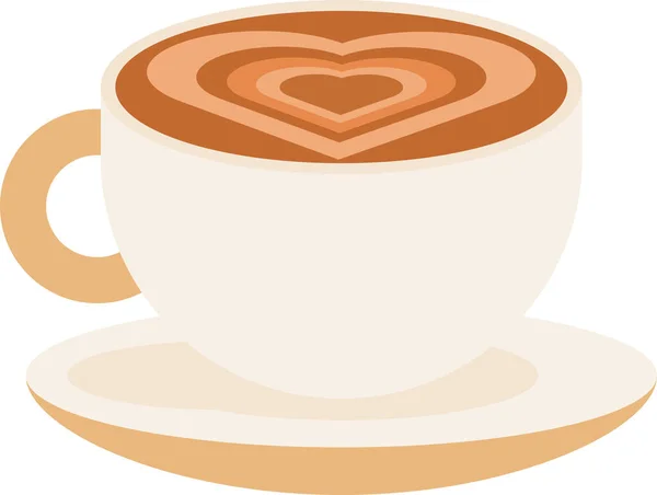 Ceramiczny Kubek Kawy Latte Wzór Pianki Powierzchni Postaci Serca Ożywcze — Wektor stockowy